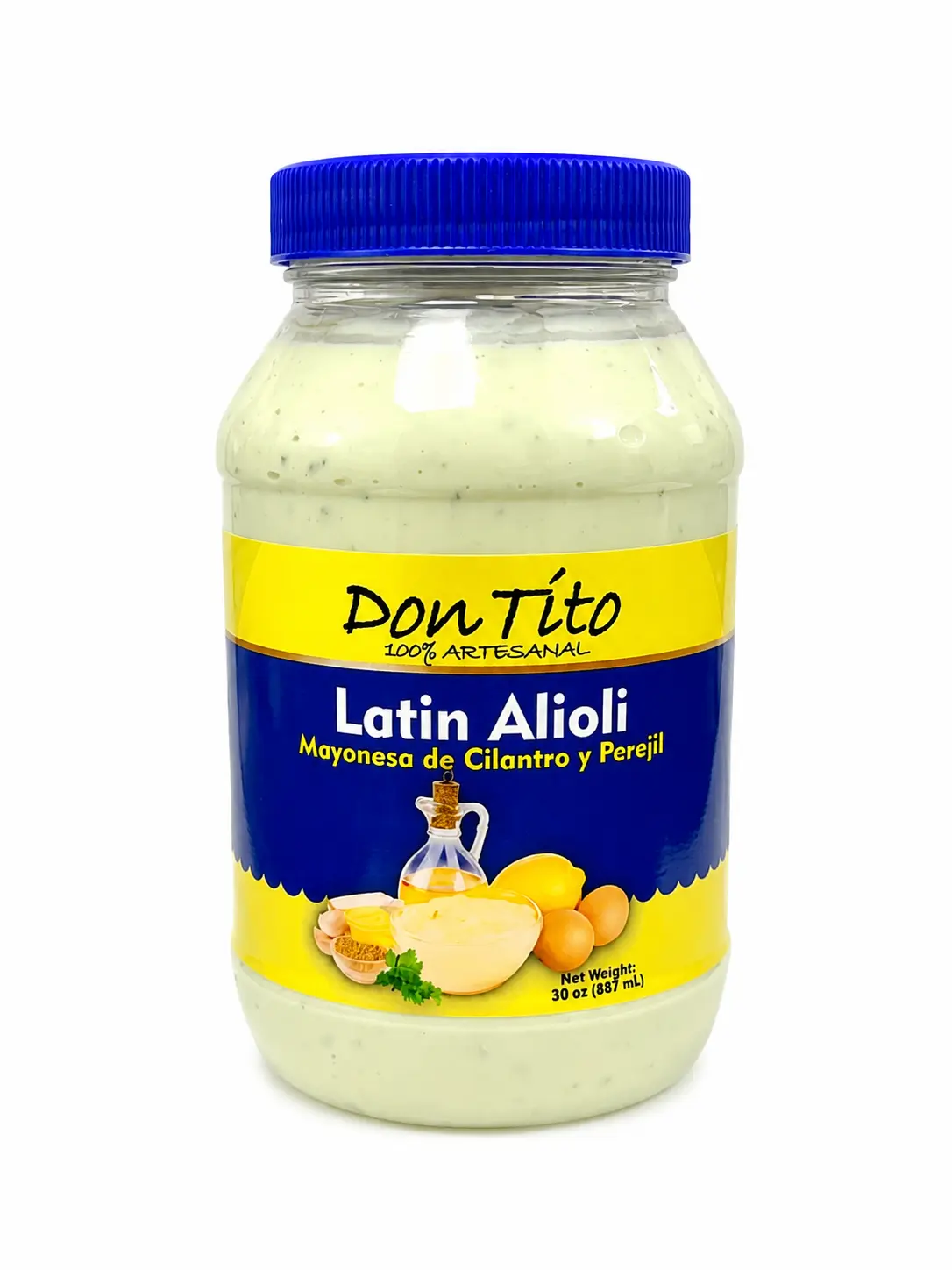 Don Tito Latin Alioli Sauce - Cilantro, Parsley Garlic Mayo Dip, Bold Flavor Food for Salad Dressings - 30 oz