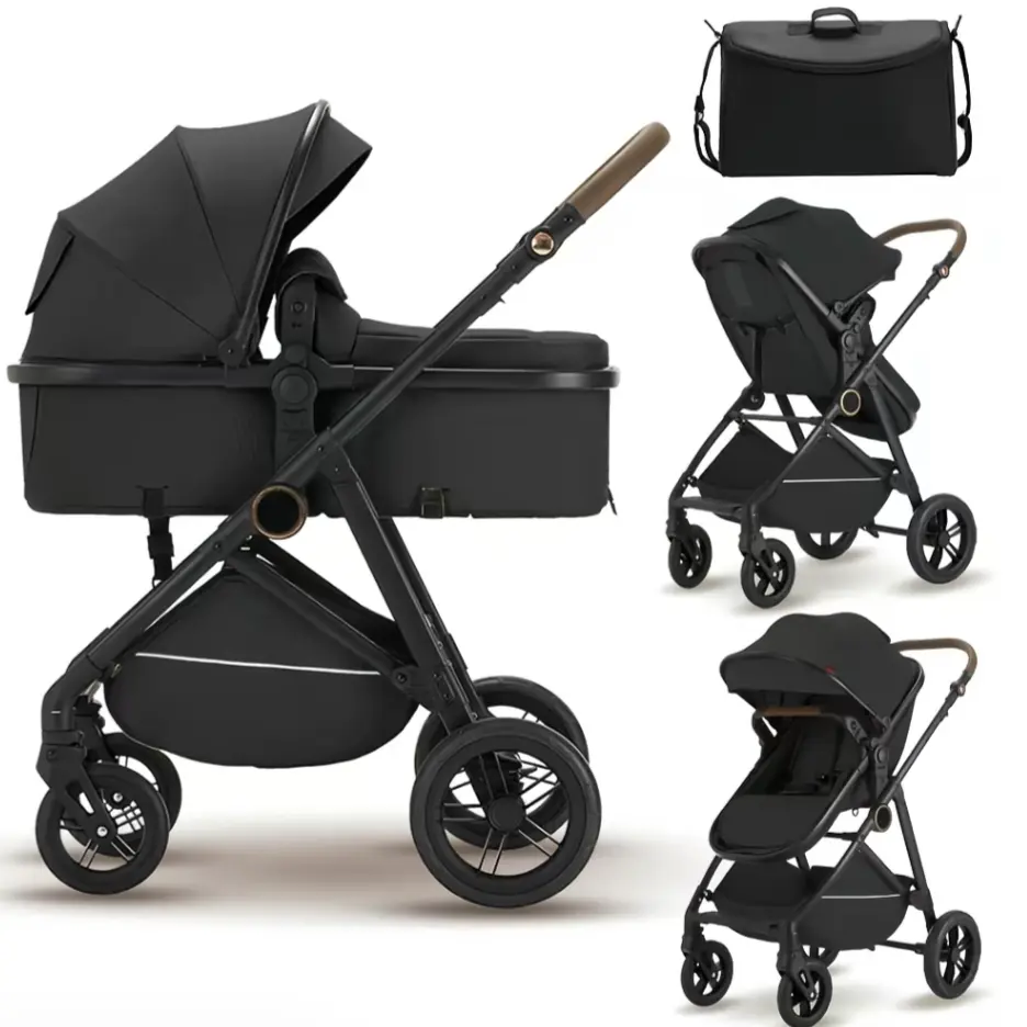 Aobtkel 4-Wheeled & Bassinet Stroller for Toddlers, All-In-1 Convertible Baby Stroller with Reversible Seat, 5-Point Harness, Storage Basket, Lightweight Folding Design, Breathable Seat Cushion (No LatchBase), 4-Wheeled And Bassinet Strollers