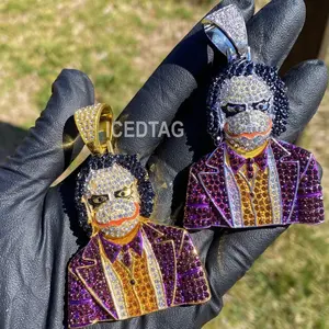 Iced Bling Out Joker Hip Hop Pendant - Zinc Alloy, Lab Simulated Diamonds, Gold/White Gold Plated with Rhodium Finish, High-Quality Material