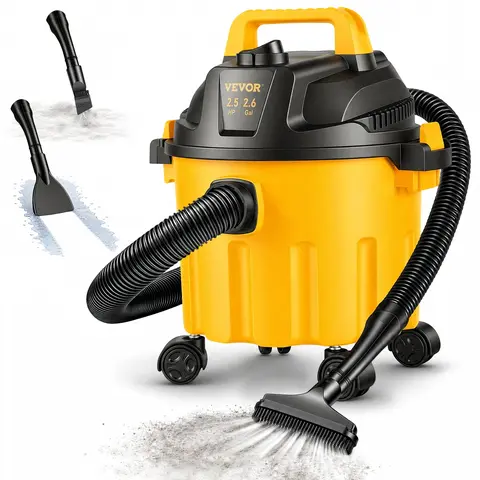 【summerfinds】VEVOR Wet Dry Vac, 2.6 Gallon, 2.5 Peak HP, 3 in 1 Portable Shop Vacuum with Blowing Function, Attachments Storage, Perfect for Cleaning Floor, Upholstery, Gap, Car, Black/Yellow, ETL Listed