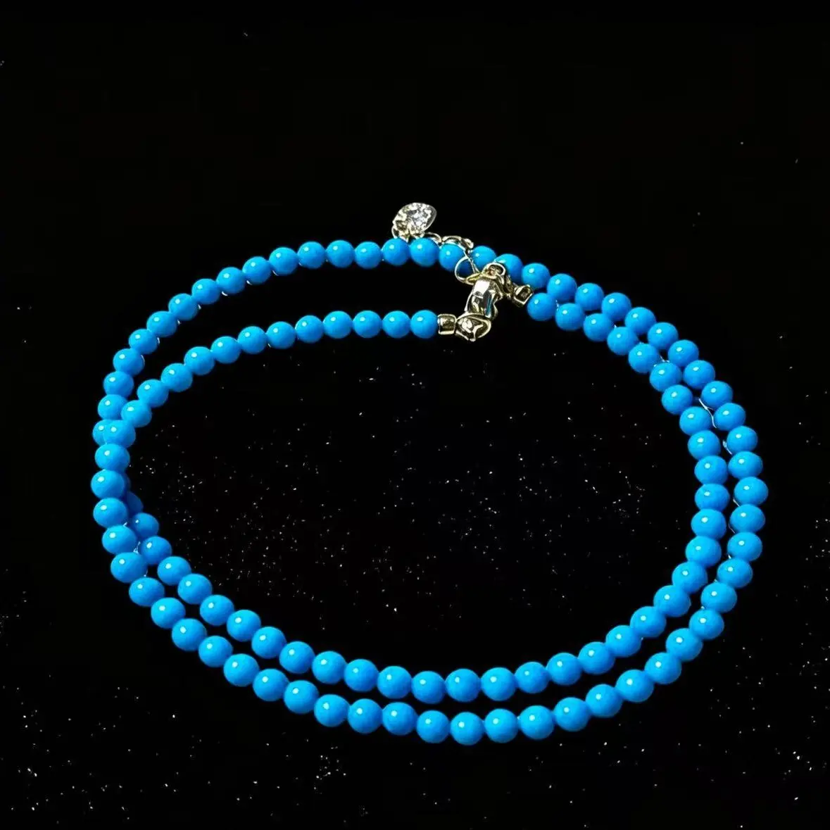 4mm Round Zachery US Turquoise Thin Bead Necklace, Elegant Daily Wear Choker