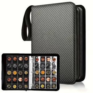 Zippered PU Coin Collector Book, 200 Coins Holder, 10 Pockets Per Page, Portable Coin Storage Album for Display & Protection