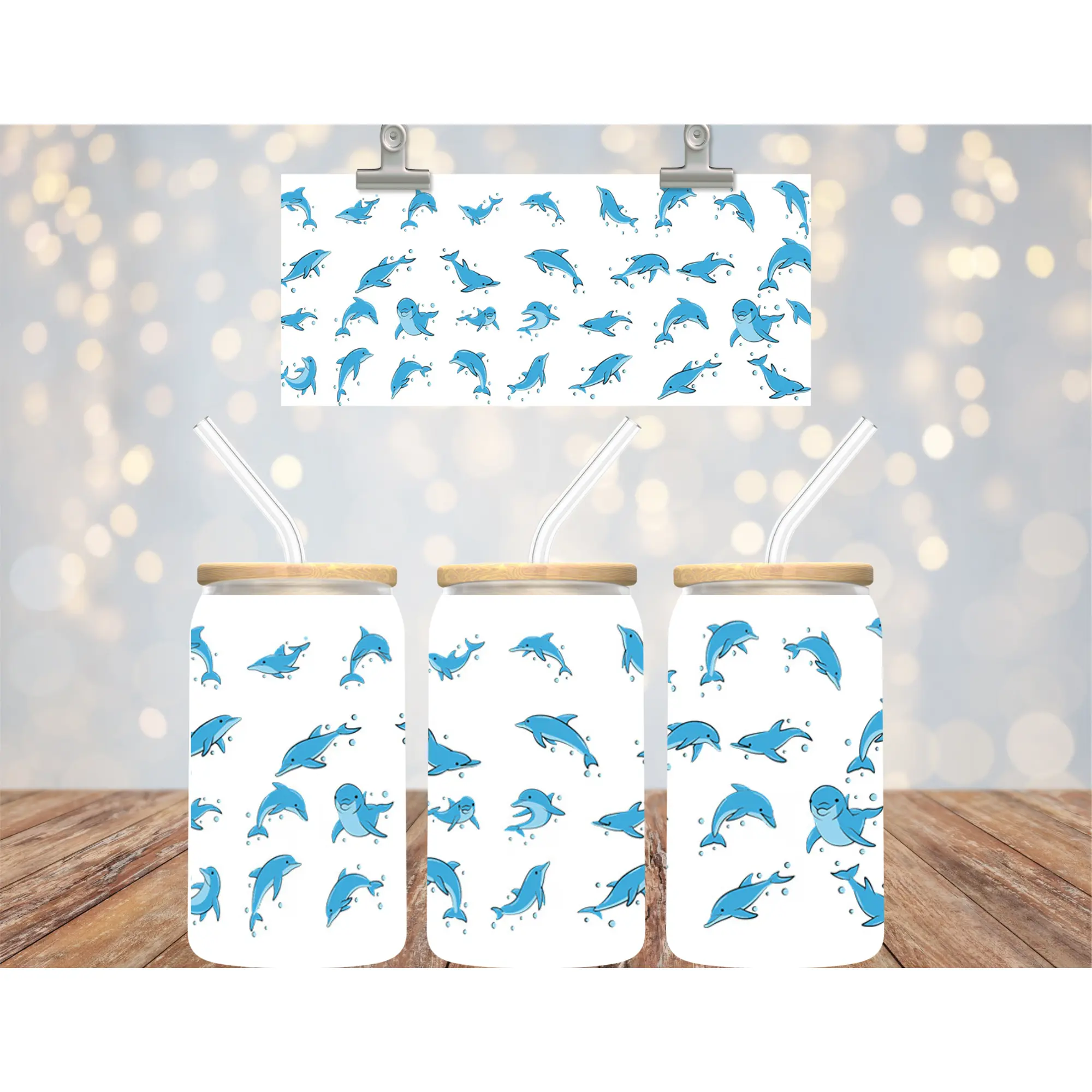 16 oz Uv Dtf Cup Wrap Dolphins 739
