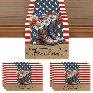 American 250th Anniversary Table Flag, Stripes Military Boots Design, July 4th Independence Day Gift, Home Restaurant Decor, Party Supplies