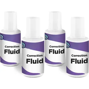 White Out Liquid Correction Fluid, 7 fl. Oz. / 20 ml  Wand Applicator Quick Dry Liquid Paper Whiteout, Multi-Purpose Smooth Wite Out Corrector for Office, and , 4 Pack
