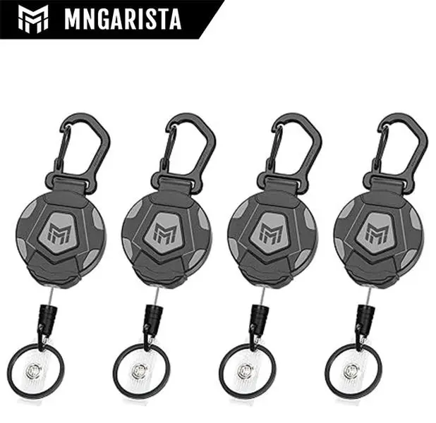 MNGARISTA 2-Pack Retractable Keychain, Heavy Duty Carabiner Badge Holder, Tactical ID Badge Reel Key Chain with 31.5” Steel Retractable Cord, 8.0 oz