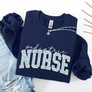 Pediatric Nurse Sweatshirt T-Shirt, Floral Pediatric Nurse Tshirt, Peds Nurse shirt, Peds Nurse Crewneck, Gifts For Nurses, Nurse Practitioner Womenswear Hoodie Oversized Tops
