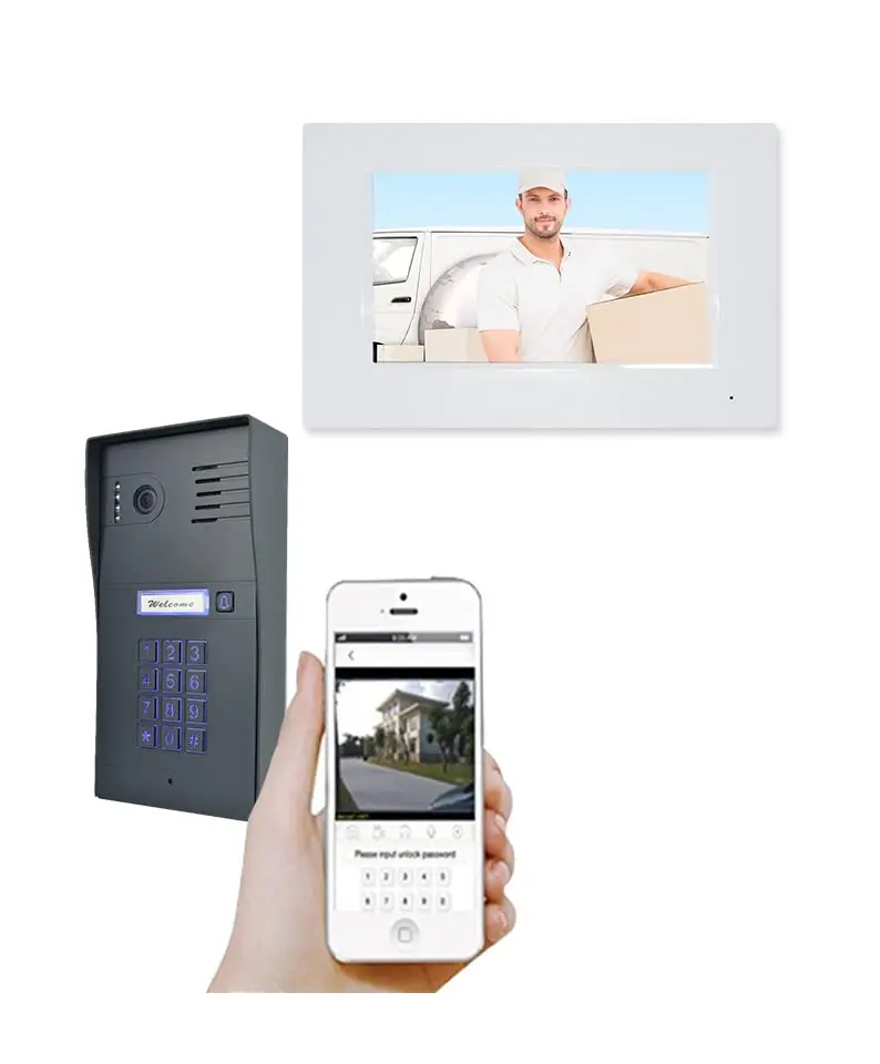 GBF Smart Video Door Phone & Doorbell Intercom System Kit,1080P HD, Smart Keypad, One 7" Touch Monitor (One 3rd gen IP Door Station PL963PMBL and one IP Indoor Monitor MR920)