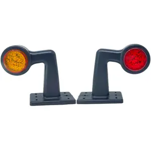 2pc Amber/Red 32-LED Double Face Rubber Surface Mount Pedestal Fender Side Marker Light Truck Trailer Flatbed Cargo Utility Left and Right Angled Rugged IP67 Waterproof