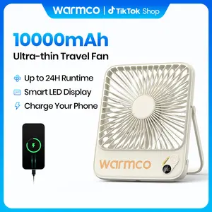 Warmco 10000mAh 7-in Rechargeable Battery-Powered Fan - Ultra-Thin Quiet Personal Handheld Fan with Digital Display, 24H Max Runtime, for Camping, Office, Fan Portable, Portable Handheld Fan