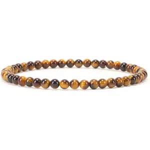 Available in Small Medium Large Sizes 4mm Round Gemstone Beaded Bracelets For Women and Men