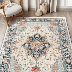BESTSWEETIE Machine Washable Rugs for Living Room, Boho Rugs Area Rug Runner Rug Carpet Non-slip Large Area Rugs for Bedroom Indoor Floor Mat