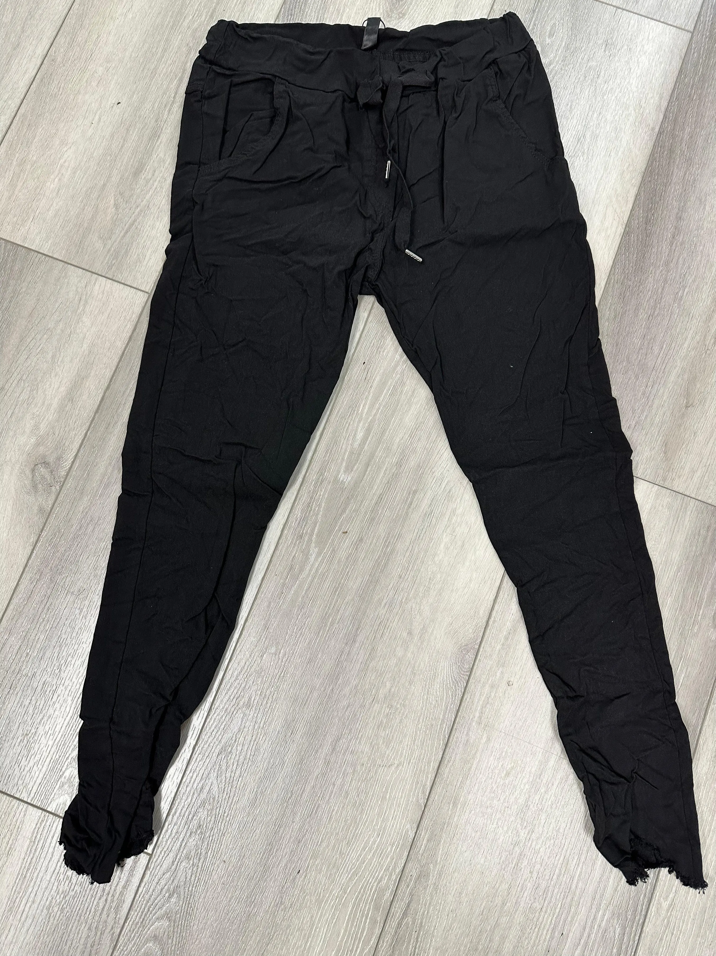Fringe Hem Crinkle Joggers