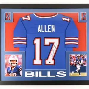 JOSH ALLEN FRAMED JERSEY Buffalo Bills #17 Blue Football Uniform with Player Photos and Team Logos