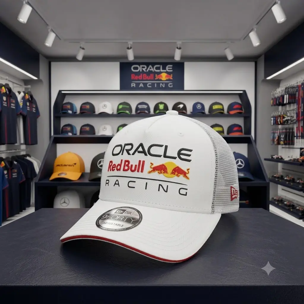 New Era Oracle Red Bull Racing 9FORTY Trucker Hat Adjustable Mesh Baseball Cap Formula 1 F1 Motorsport Snapback Curved Brim Performance Racing Team Unisex Streetwear Gift