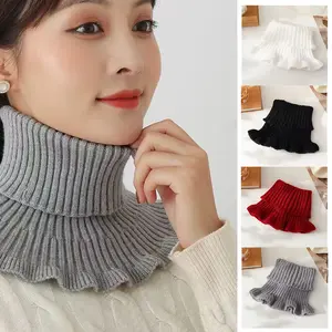 Women's Fashion Knitted Scarf, Soft Thick Warm, Elegant Ruffle Design, Winter Outdoors, Ski Mask, Gift for Women, Chic Feminine