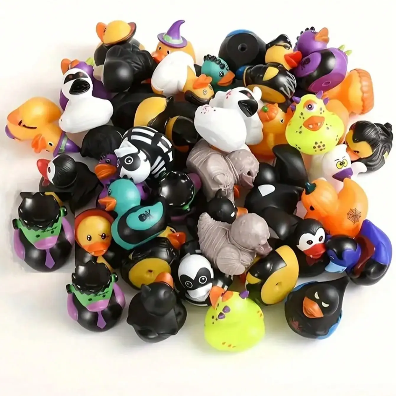 10 Cute Cartoon Rubber Ducks for DIY Decoration, Perfect Gift for Birthdays, Christmas, Halloween, New Year, Random Styles Available