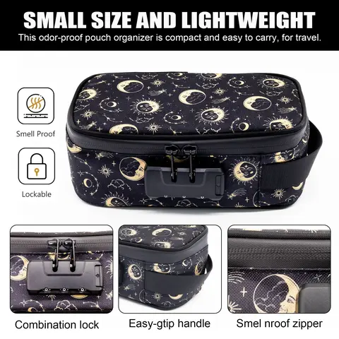 Unisex Adults Nylon Lockable Odor-Proof Travel Organizer Bag - Lockable Zip Security, Adjustable Storage, Travel Containers, Daily Retro Accessories, Tidy Pouch for Home, Luggage Gear Storage