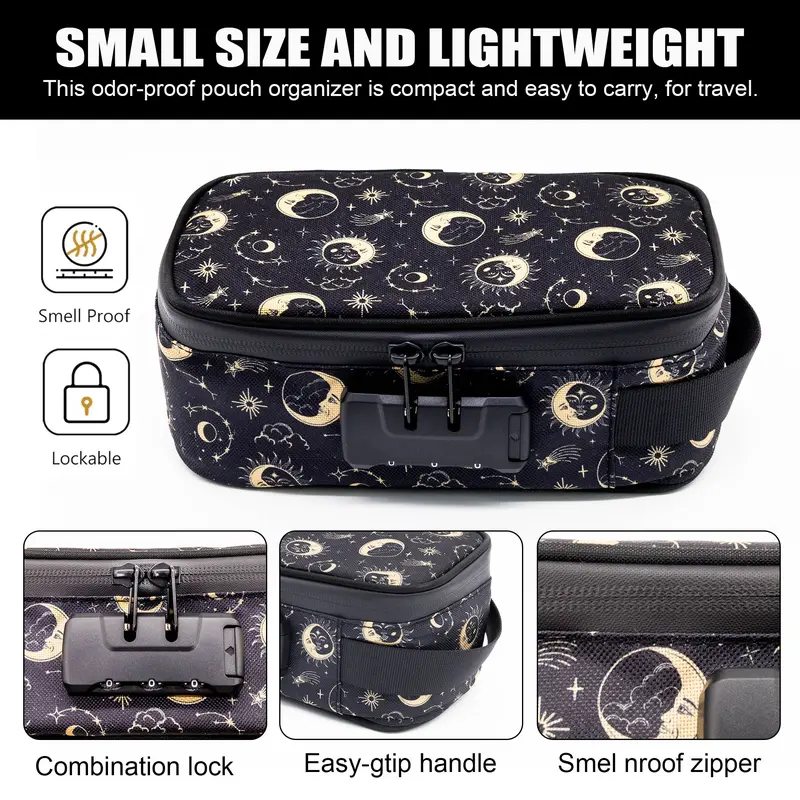 Unisex Adults Nylon Lockable Odor-Proof Travel Organizer Bag - Lockable Zip Security, Adjustable Storage, Travel Containers, Daily Retro Accessories, Tidy Pouch for Home, Luggage Gear Storage