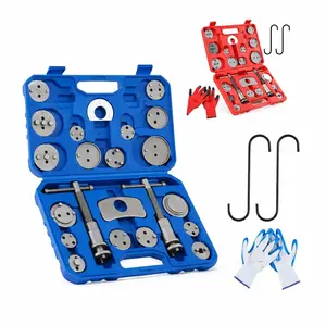 24pcs Heavy Duty Disc Brake Caliper Tool Set Disc Brake Caliper Compressor Wind Back Tool Brake Spreading Tools, Red/Blue/Black Brake Caliper Tool Set,Fits Most American, EU, JP Autos Repair Tool Set, Adjustable Kit, fathersdaygift