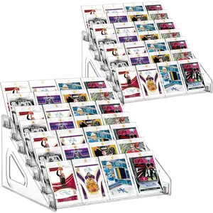 2 Pack 7 Tier  Card Display Stand, 7-tiers Versatile Display for Trading Cards,Greeting Card Display Stand,Portable Display Rack Holder for Graded Cards, PSA Cards, Cards, Business Cards