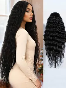 Women's 32 Inch High-Quality Synthetic Wig, Breathable Net, Smooth & Fluffy Long Water Wave, Perfect for Daily Wear, Parties, Festivals
