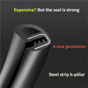 2PCS Car Door Weather Stripping, 2.62Ft Thickened Rubber Edge Trim with U-Shaped Metal Clips for Noise Reduction, Push-in Car Door Seal Strip, Weatherstrip Waterproof Soundproof Auto Sealant Strip Fits For All Vehicles