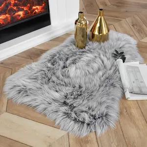 Fluffy Shaggy Area Rug Ultra Soft 2 x 3 Feet Sheepskin Fur Rug, Frosted Bottom Black Fuzzy Rug Machine Washable Shag Rug, Nursery Decor Throw Rugs for Bedroom, Living Room