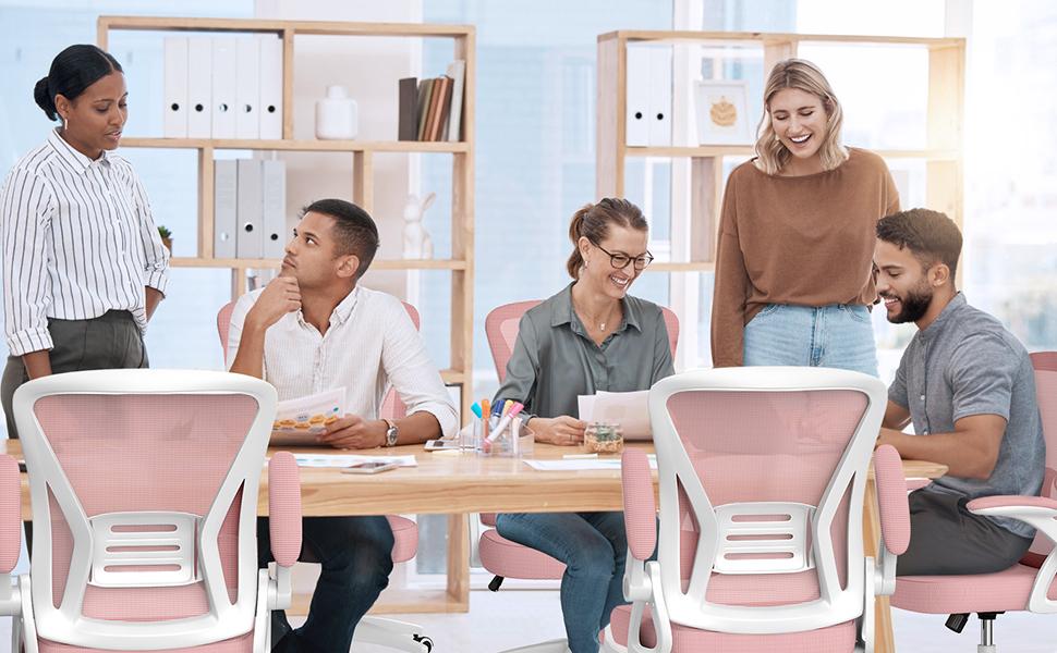 Office Chair with Folding Armrests, Ergonomic swivel chair with mesh cover, lumbar support, height adjustable, rocker function