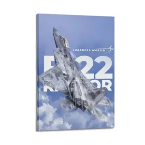 F-22 Raptor Canvas Painting Oil Painting Wall Art Canvas Poster Decorative Painting Corridor Decoration Home Space Theme Design Illustrations