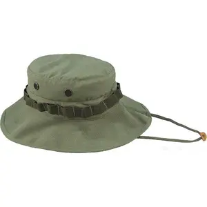 Olive Drab - Vietnam Era Vintage Style Boonie Hat - Wide Brim Bucket Cap