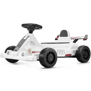【DealsForYouDays】VEVOR Kids' 6V Electric Go Kart Ride-On Toy with Ride on Wheels, Strong Motor, Drift Function, 2+ Years/4-6 Years Age Range, 44 lbs Capacity, White Fathers Day Gift