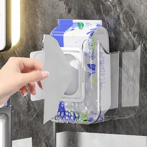 Wall-Mounted Wet Wipe Dispenser, Clear Heavy-Duty Adhesive Holder, Bathroom Wipes Holder for Bathroom, Daycare, Camping, Wide Opening, Mother's Day Gift Set, Tissue Dispenser