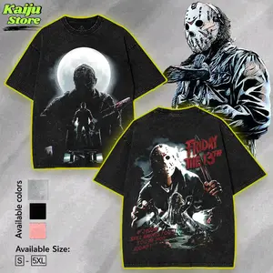 Vintage Jason Voorhees And The Moonlight Friday The 13th Movie Washed T-Shirt, Halloween Costume, Horror Movie Shirt, Horror Fan Gift Menswear Menswear