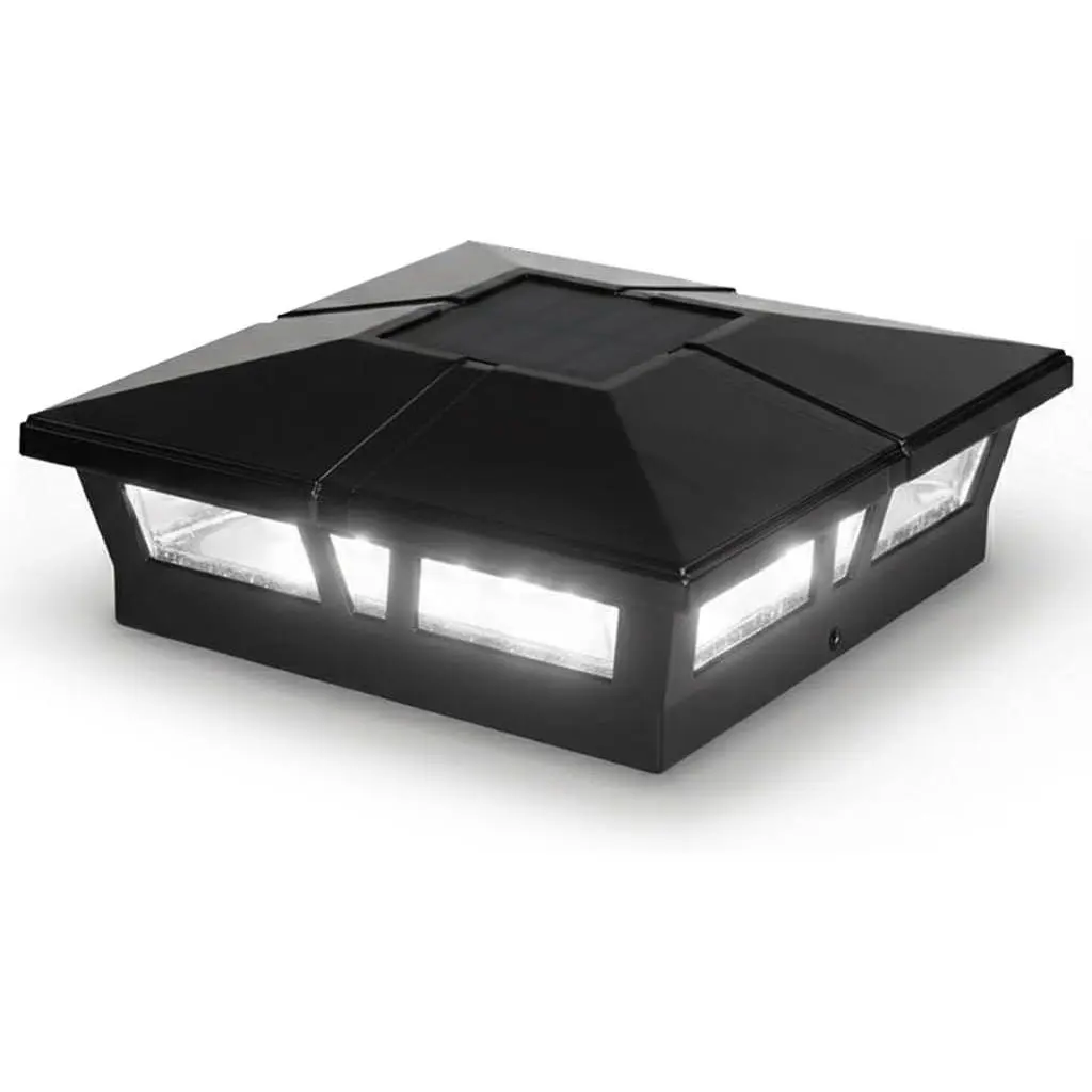 Classy Caps Cambridge Solar Post Cap - Fits 5"x5", 5.5"x5.5" & 6"x6" Deck & Fence Posts - Black Cast Aluminum - Brilliant White Light - Heavy-Duty - Mod. SLC771B