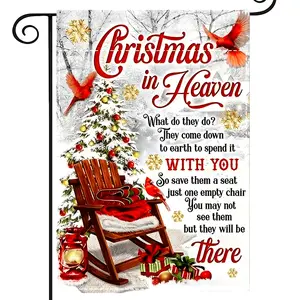 Merry Christmas Tree Garden Flag , Double-Sided A Letter From Heaven, Memorial Commemorate Cemetery Grave Yard Outdoor Decoration Ornaments Decorating 12*18Inch