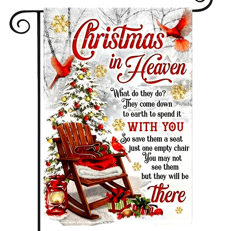 Merry Christmas Tree Garden Flag , Double-Sided A Letter From Heaven, Memorial Commemorate Cemetery Grave Yard Outdoor Decoration Ornaments Decorating 12*18Inch