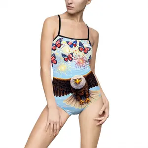 My Flocking Biz Fourth of July edition Eagle & Butterflies One-Piece Swimsuit — Patriotic Bald Eagle Swimwear