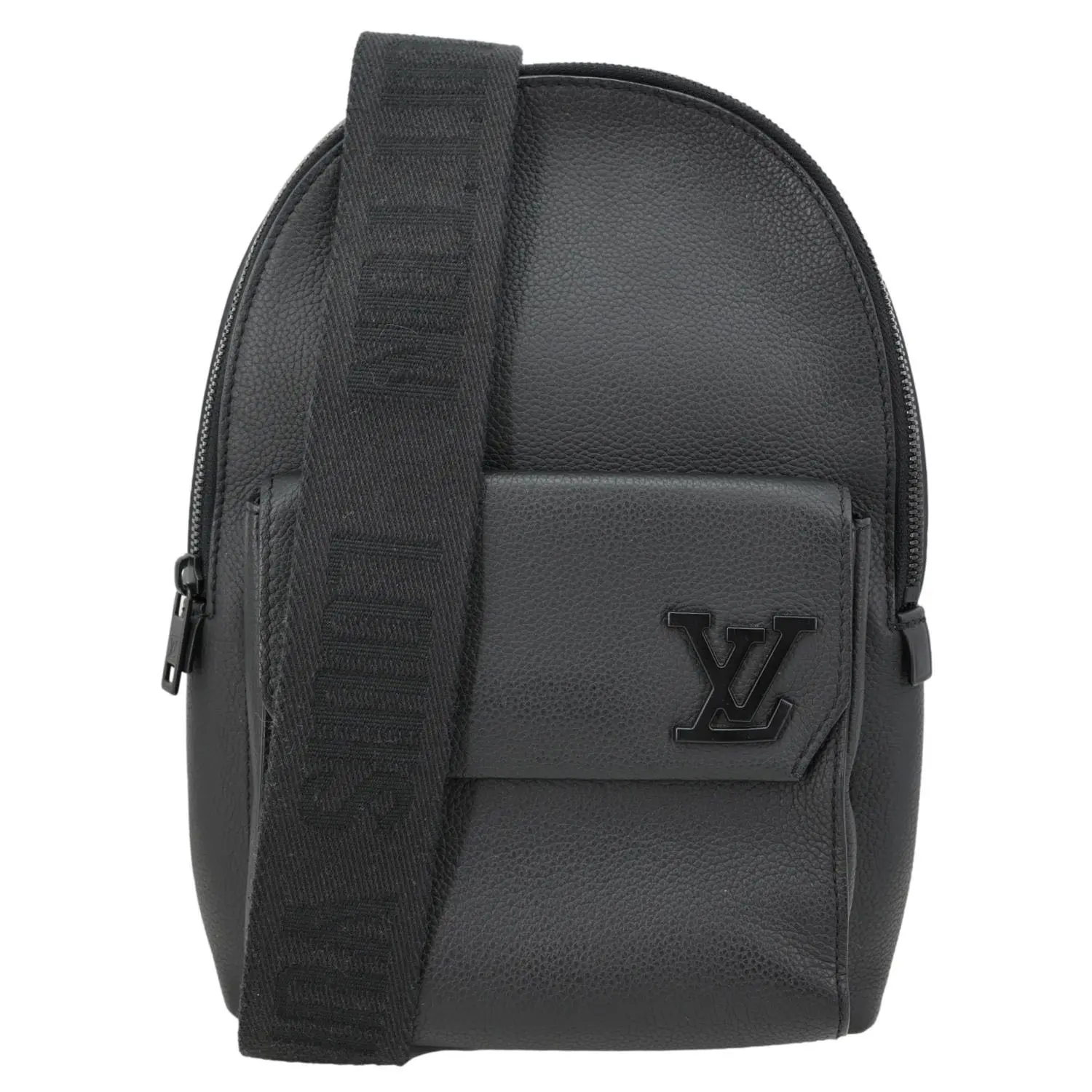 Pre-owned Louis Vuitton Leather Backpacks Pilot Sling Grained Calfskin Backpack Bag Black