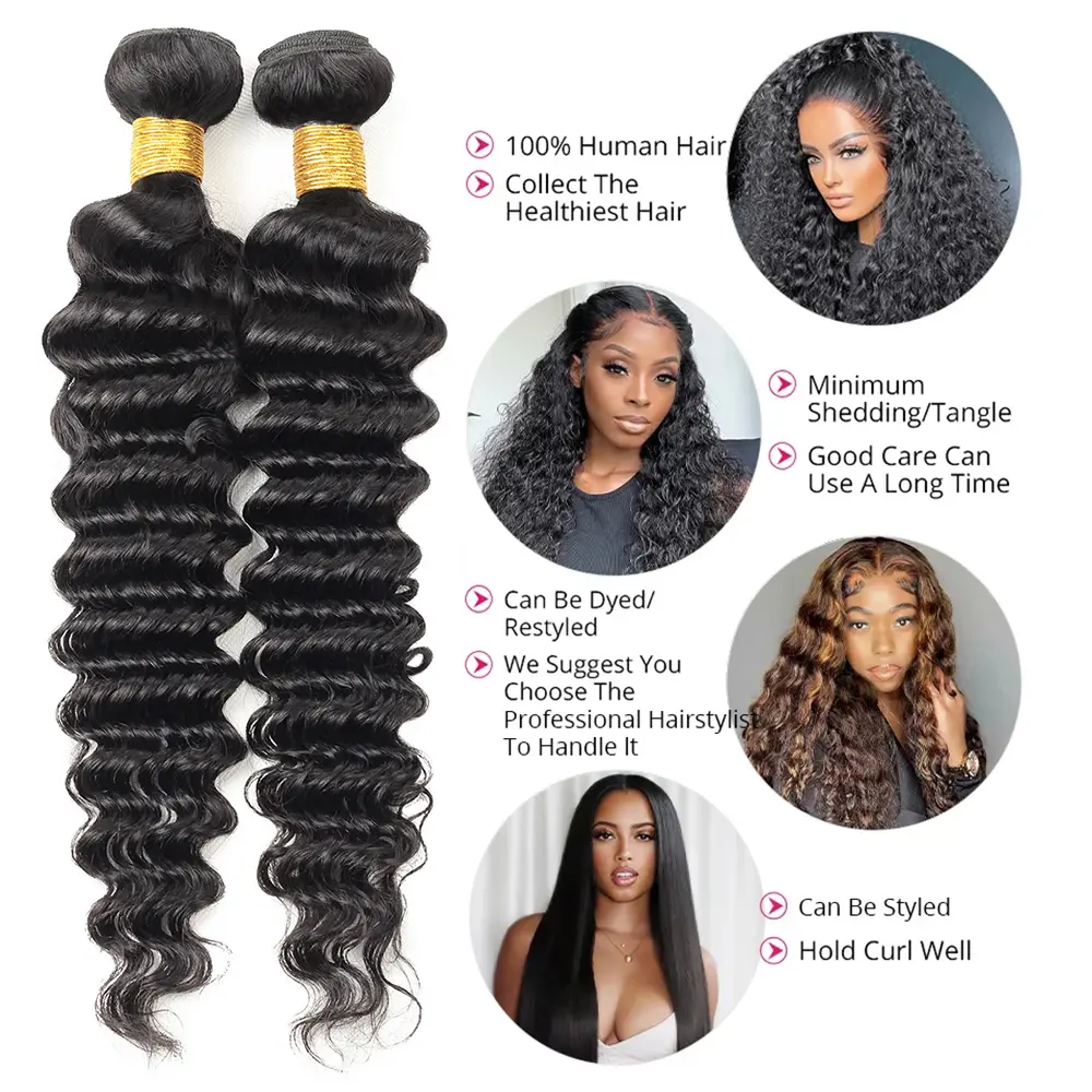 Brazilian Deep Wave Bundles 30 inch Deep Curly Human Hair  display picture 1