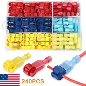 240 count Quick Splice T-Tap Insulated Crimp Terminals Kit Spade Wire Connectors US