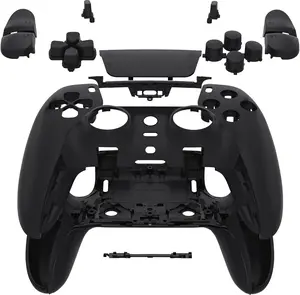 eXtremeRate Full Set Custom Replacement Shell Accessories for PS5 Edge Controller - Black Decorative Trim, Front/Back Plates, Buttons, Touchpad Cover
