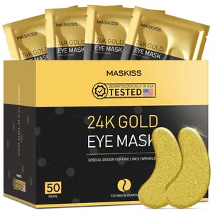 Maskiss 24k Gold Eye Mask,50Pairs 24k Gold Eye Patches for Dark Circles and Puffiness ,Comfortable Eye Care,14-Day Pairs for Glowing Under Eye Support Moisturizing Hydrate