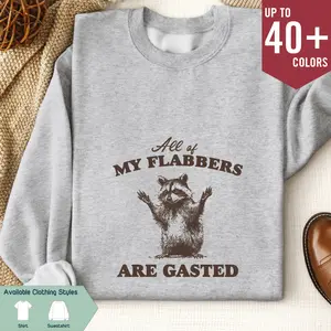 Flabbers Are Gasted Sweatshirt, Raccoon Meme Tee, Retro Cartoon T-shirt – Hilarious & Unique Graphic Apparel, Trending Gift for Best Friend, Him & Her, Unisex Top