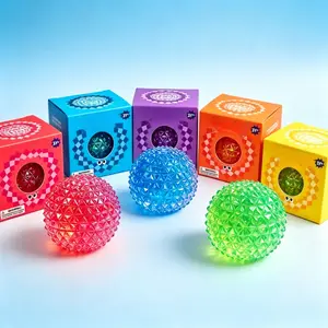 Cute Glitter Diamond Spiky Squishy Ball Translucent Crystal Fidget Toy Perfect Kids Gift Stress Relief Sensory Squeeze Orb  squishies toys   slime
