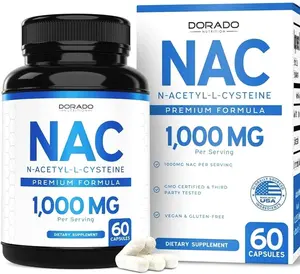 NAC Supplement (60 Capsules, 1000mg Per Serving) Premium NAC Supplement N-Acetyl Cysteine Capsules for Men and Women for Immune Support - Vegan Safe, Third Party Tested - Non GMO & USA Made