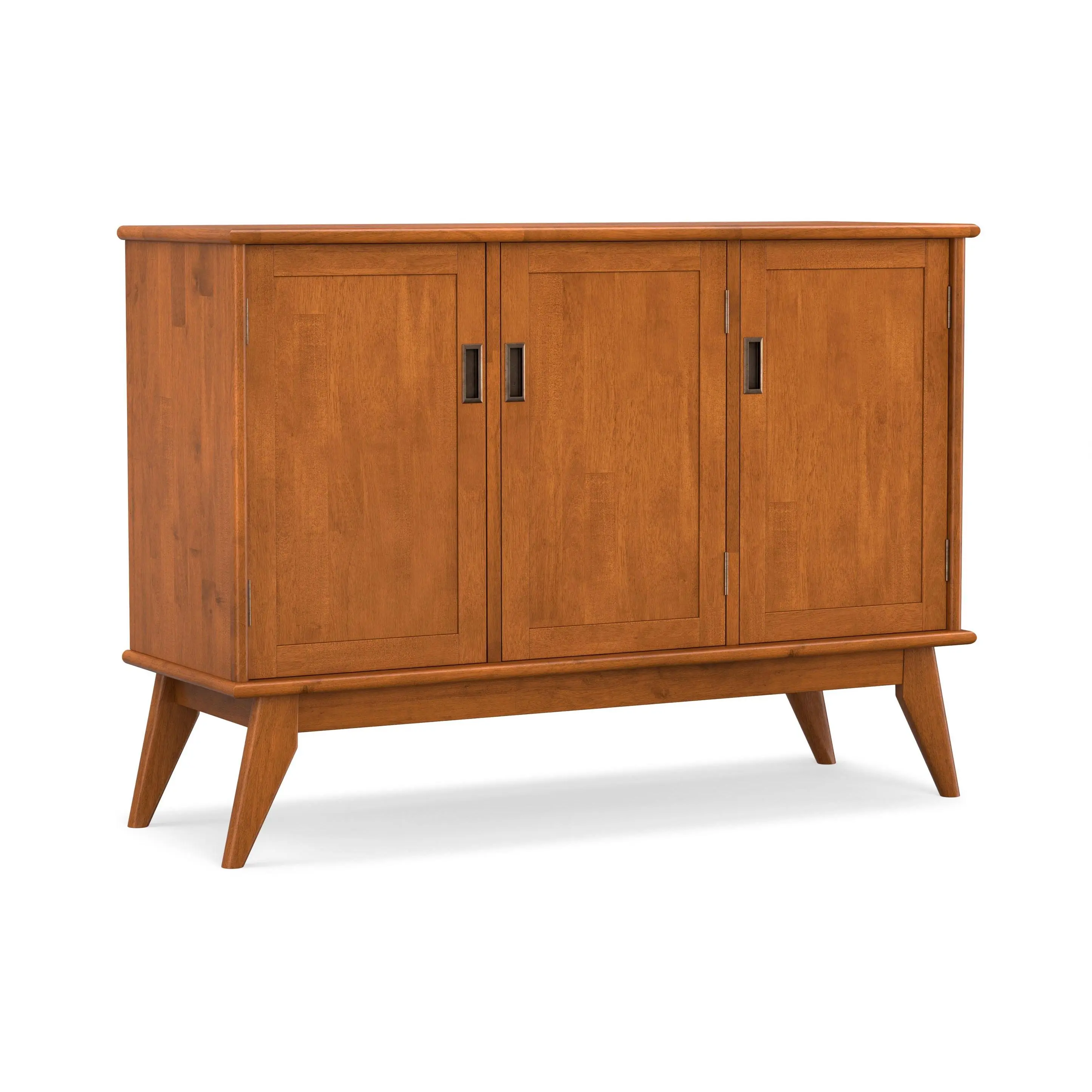 Draper Mid-Century 3-Door Freestanding Buffet Cabinet Sideboard - Adjustable Storage, Wood Kitchen Unit for Fine China, Cutlery, Linens, Modern Indoor Accent Cupboard, Adjustable Storage Cabinet, Modern Accent Cabinet