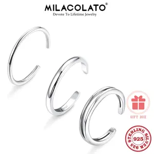 MILACOLATO 3PCS 925 Sterling Silver Toe Rings for Women Girls Simple Open Thin Band Ring Adjustable