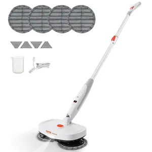VEVOR Cordless Electric Mop Sweeper, TikTokShopBlackFriday, Electric Spin Mop with Water Tank, up to 40 mins Battery, LED Headlight, Dual Mop Heads, 4 Microfiber Pads & 4 Trapezoid Microfiber Pads, for Hardwood/Tile Floor