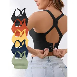 2026 New Women's High Support Wireless Sports Underwear - Comfortable, Breathable, Shockproof, with Removable Pads and Cross Back Design Sports Underwear